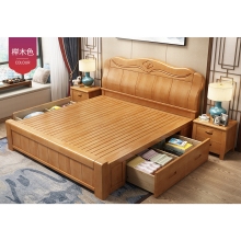 沐晨 木制床 现代中式卧室双人床